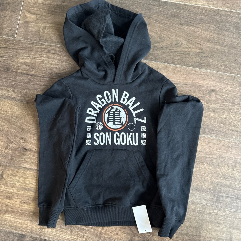 New With Tag Youth BW DBZ  Dragon Ball Z Son Goku Black Hoodie Size  XXS 4/5